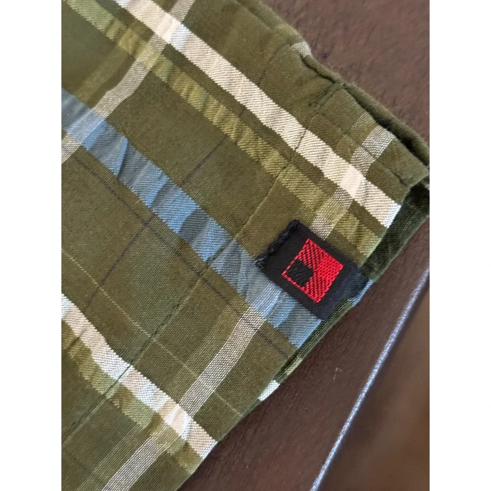 Woolrich Green Plaid‎ Men Short Sleeve Button Shirt Size XL Fishing Pocket